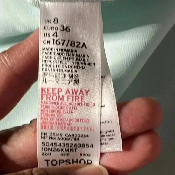 Topshop Off The Shoulder Mint Midi Flutter Sleeve Dress NWT Size 4 - Picture 6 of 7